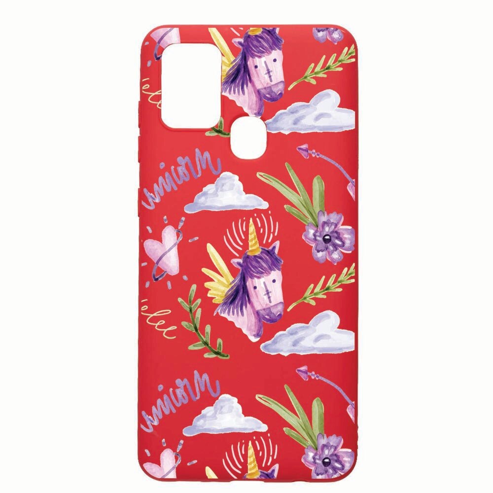 Husa Samsung Galaxy A21s, Unicorn Pattern, rezistenta la uzura, anti-alunecare, din silicon Premium, Red, R89