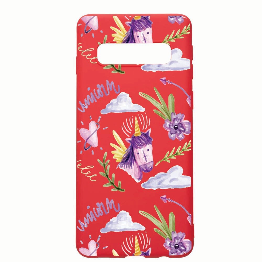 Husa Samsung Galaxy S10E, Unicorn Pattern, rezistenta la uzura, anti-alunecare, din silicon Premium, Red, R89