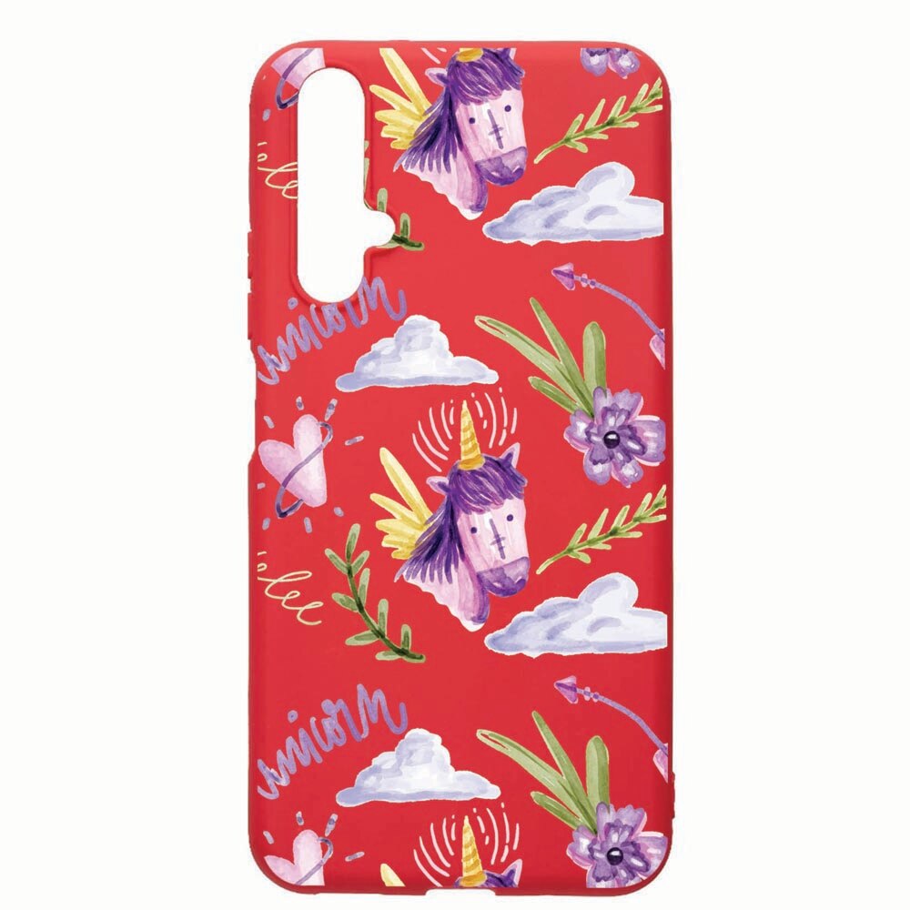 Husa Huawei Nova 5T, Unicorn Pattern, rezistenta la uzura, anti-alunecare, din silicon Premium, Red, R89