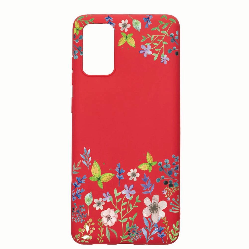 Husa Samsung Galaxy S20, Butterfly - Flowers, rezistenta la uzura, anti-alunecare, din silicon Premium, Red, R95