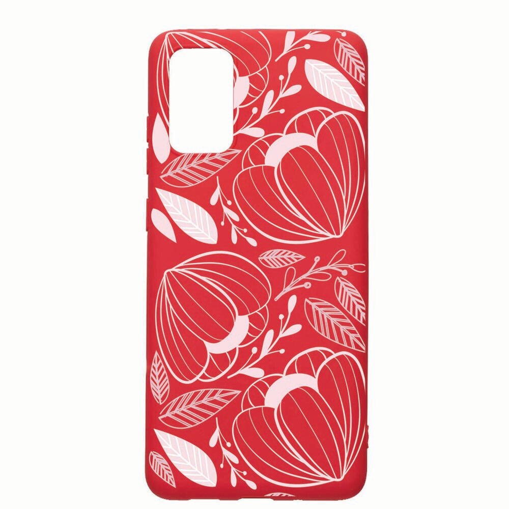 Husa Samsung Galaxy A31, Pink Flower, rezistenta la uzura, anti-alunecare, din silicon Premium, Red, R113
