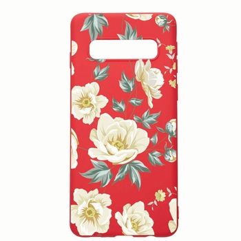 Husa Samsung Galaxy S10, Floral, rezistenta la uzura, anti-alunecare, din silicon Premium, Red, R126 Husa Samsung Galaxy S10, Floral, rezistenta la uzura, anti-alunecare, din silicon Premium, Red, R126