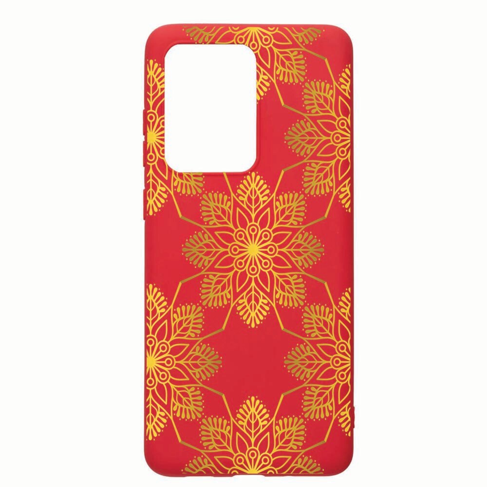 Husa Samsung Galaxy S20 Ultra, Golden, rezistenta la uzura, anti-alunecare, din silicon Premium, Red, R120