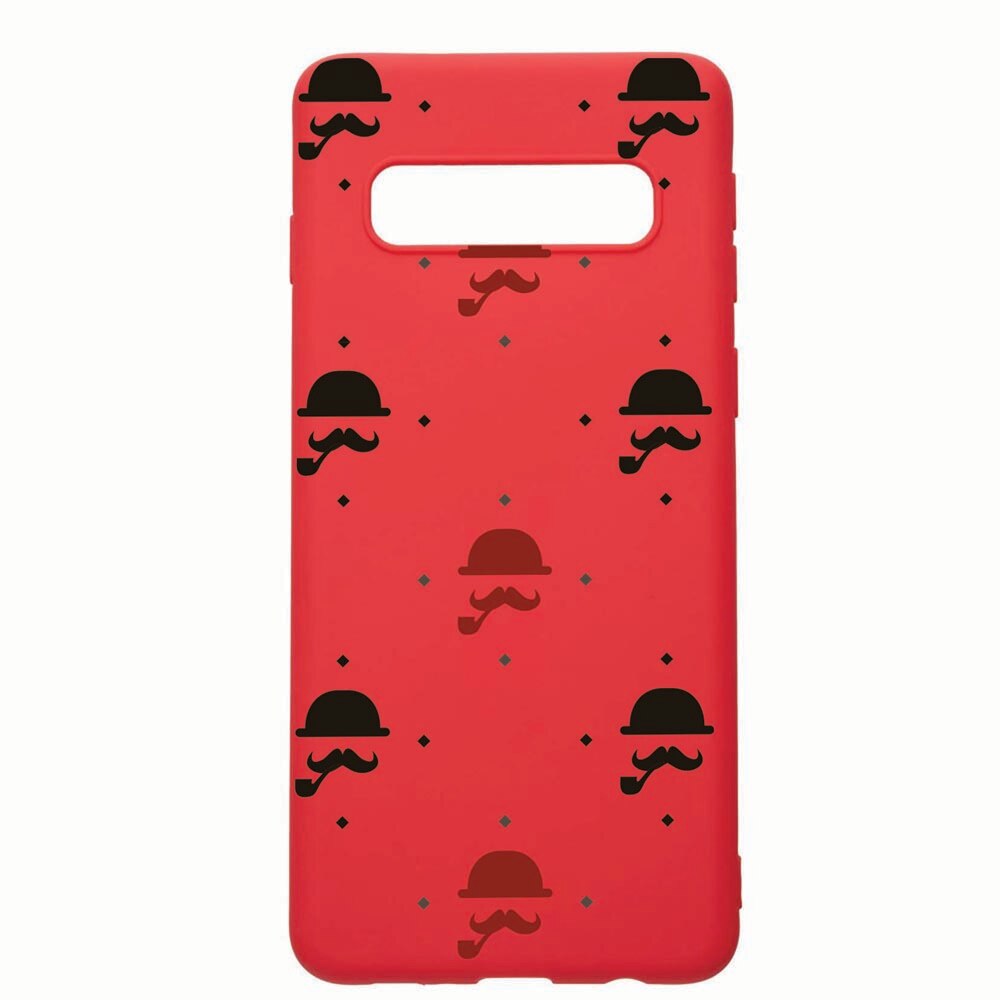 Husa Samsung Galaxy S10, Mustache, rezistenta la uzura, anti-alunecare, din silicon Premium, Red, R180