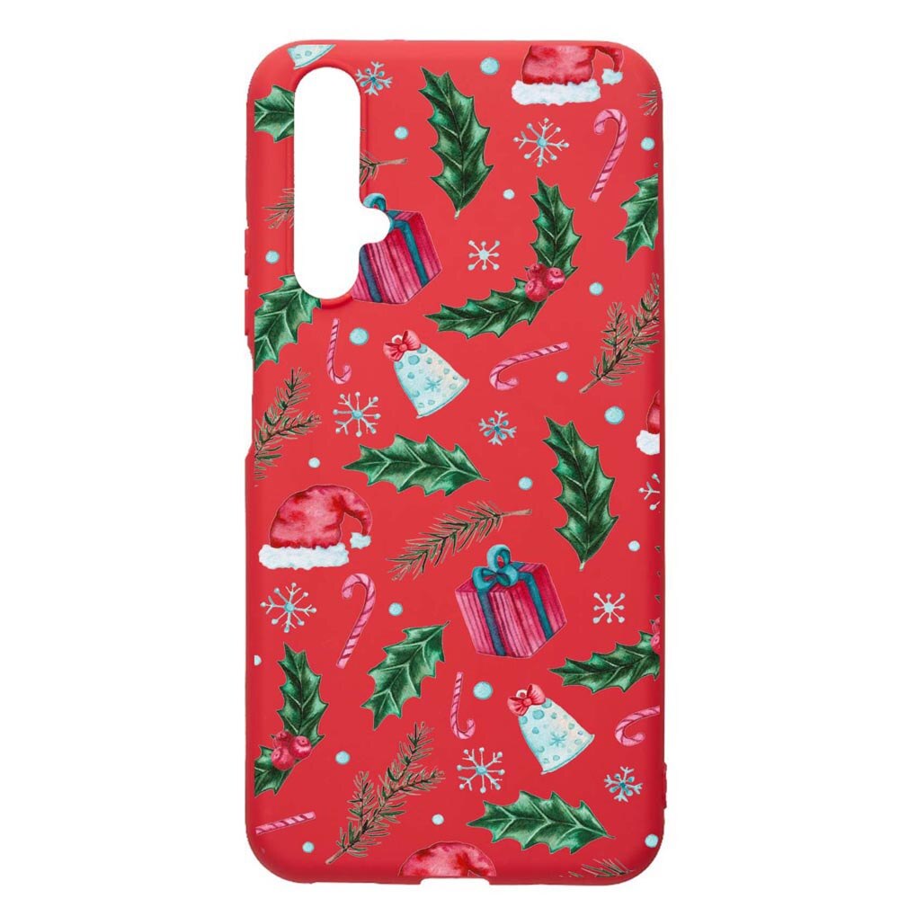 Husa Huawei Nova 5T, Xmas, rezistenta la uzura, anti-alunecare, din silicon Premium, Red, R314