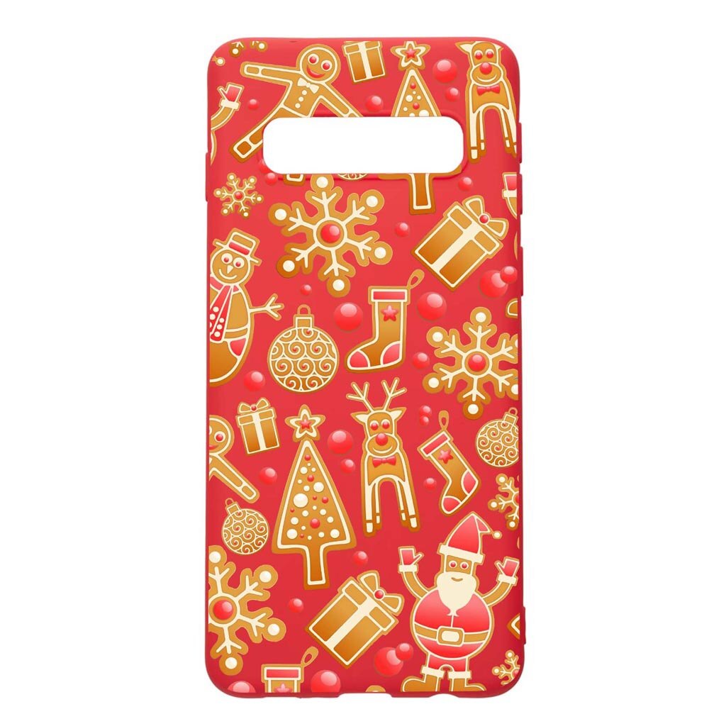 Husa Samsung Galaxy S10 Plus, Xmas, rezistenta la uzura, anti-alunecare, din silicon Premium, Red, R317