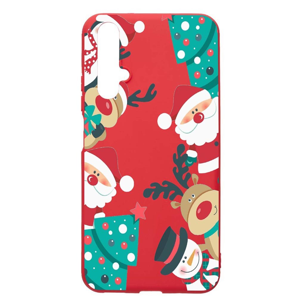 Husa Huawei Nova 5T, Xmas, rezistenta la uzura, anti-alunecare, din silicon Premium, Red, R338