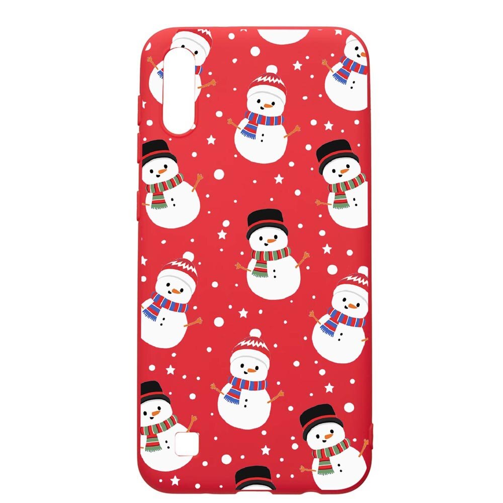 Husa Samsung Galaxy A10, Snowman, rezistenta la uzura, anti-alunecare, din silicon Premium, Red, R351