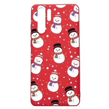 Husa Huawei P30 Pro, Snowman, rezistenta la uzura, anti-alunecare, din silicon Premium, Red, R351 Husa Huawei P30 Pro, Snowman, rezistenta la uzura, anti-alunecare, din silicon Premium, Red, R351