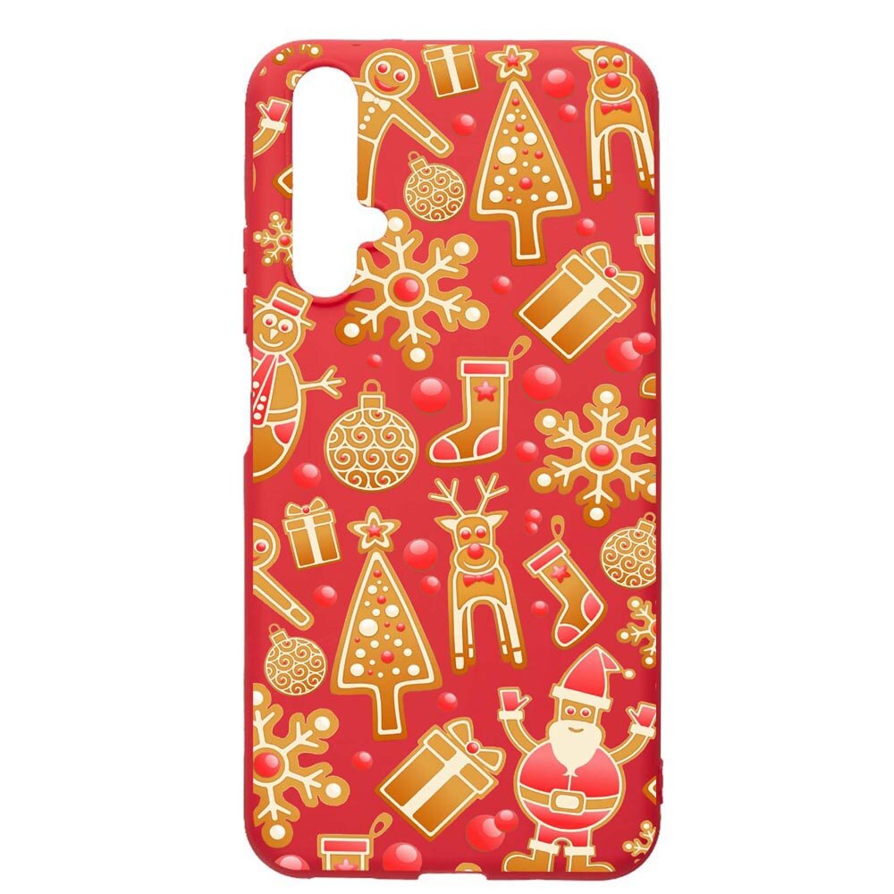 Husa Huawei Nova 5T, Xmas, rezistenta la uzura, anti-alunecare, din silicon Premium, Red, R317