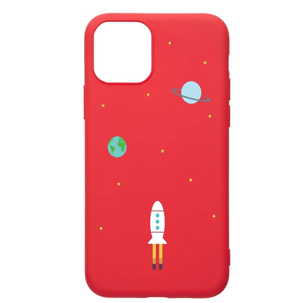 Husa Apple iPhone 12 Pro Max, Universe, Spacecraft, rezistenta la uzura, anti-alunecare, din silicon Premium, Red, R471