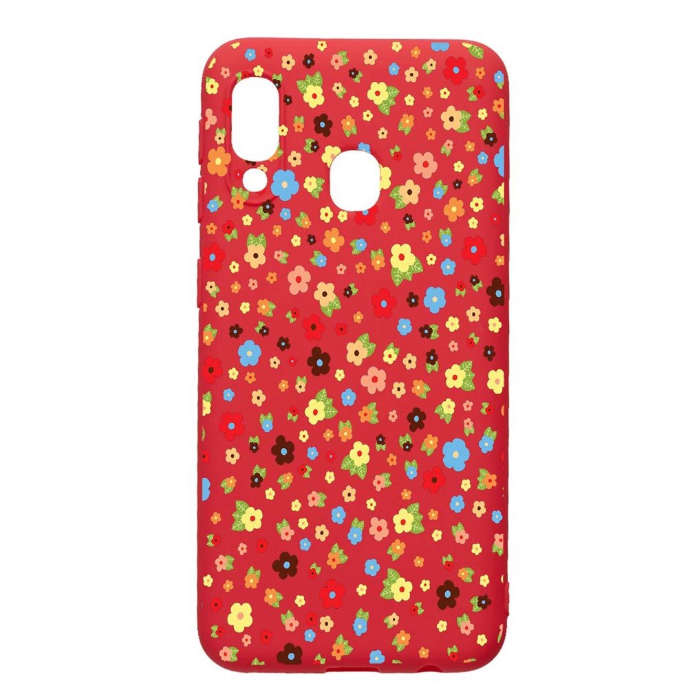 Husa Samsung Galaxy A20e, Happy Flowers, rezistenta la uzura, anti-alunecare, din silicon Premium, Red, R501