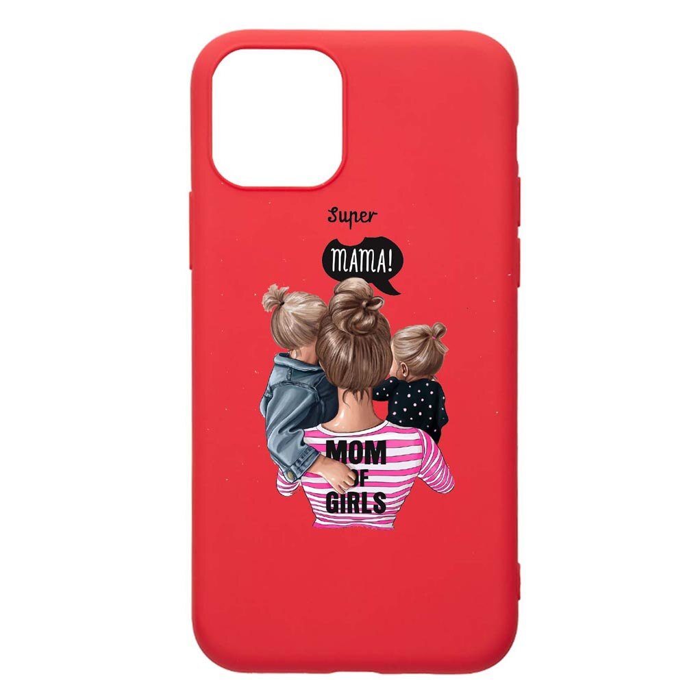 Husa Apple iPhone 11 Pro, Super Mama, rezistenta la uzura, anti-alunecare, din silicon Premium, Red, R556