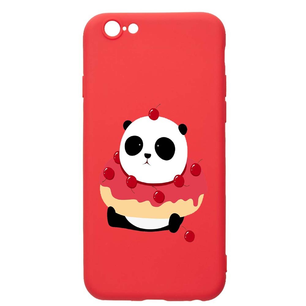 Husa Apple iPhone 6S / 6, Sweet Panda, rezistenta la uzura, anti-alunecare, din silicon Premium, Red, R585