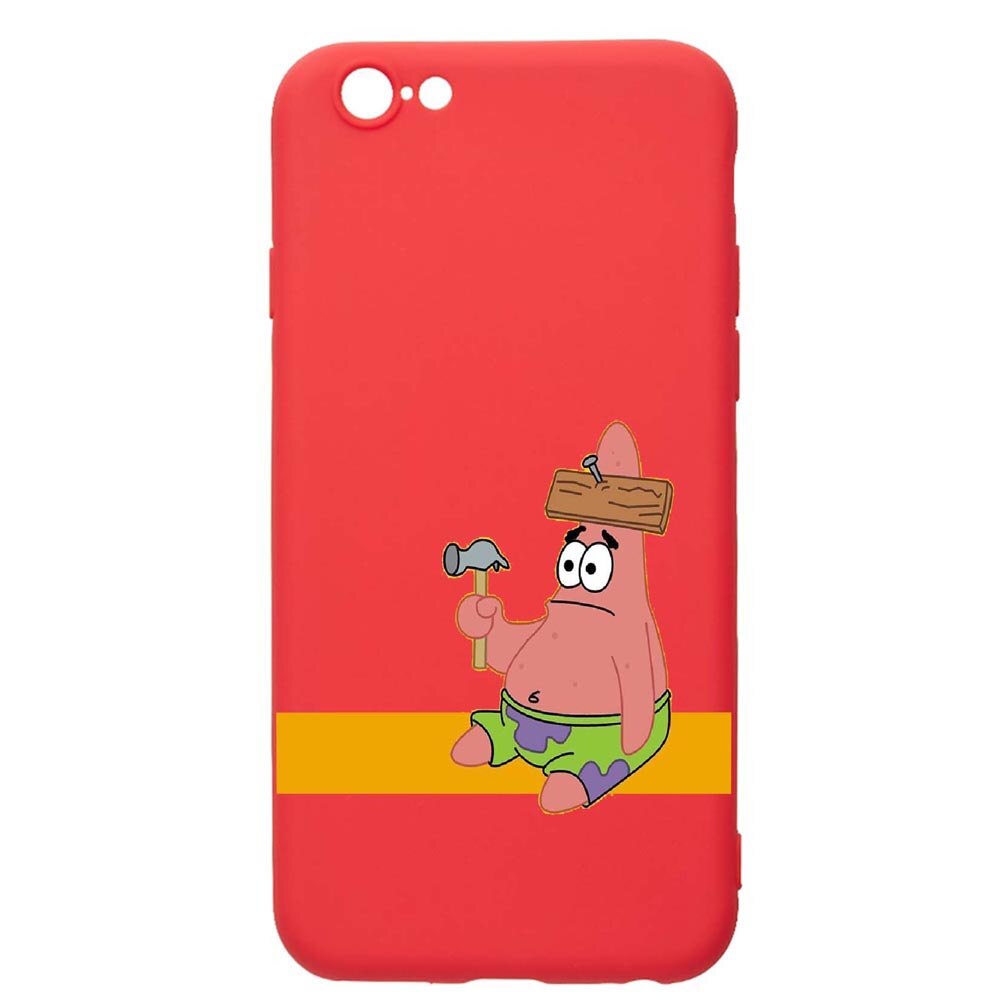 Husa Apple iPhone 6S / 6, Spongebob - Patrick Star, rezistenta la uzura, anti-alunecare, din silicon Premium, Red, R595