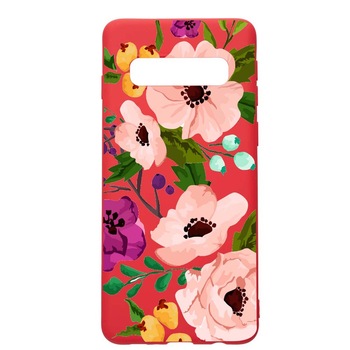 Husa Samsung Galaxy S10, Flowers, rezistenta la uzura, anti-alunecare, din silicon Premium, Red, R629 Husa Samsung Galaxy S10, Flowers, rezistenta la uzura, anti-alunecare, din silicon Premium, Red, R629