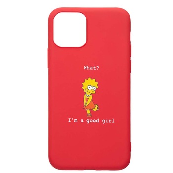 Husa Apple iPhone 12 Max, Lisa - Im a good girl, rezistenta la uzura, anti-alunecare, din silicon Premium, Red, R591 Husa Apple iPhone 12 Max, Lisa - Im a good girl, rezistenta la uzura, anti-alunecare, din silicon Premium, Red, R591