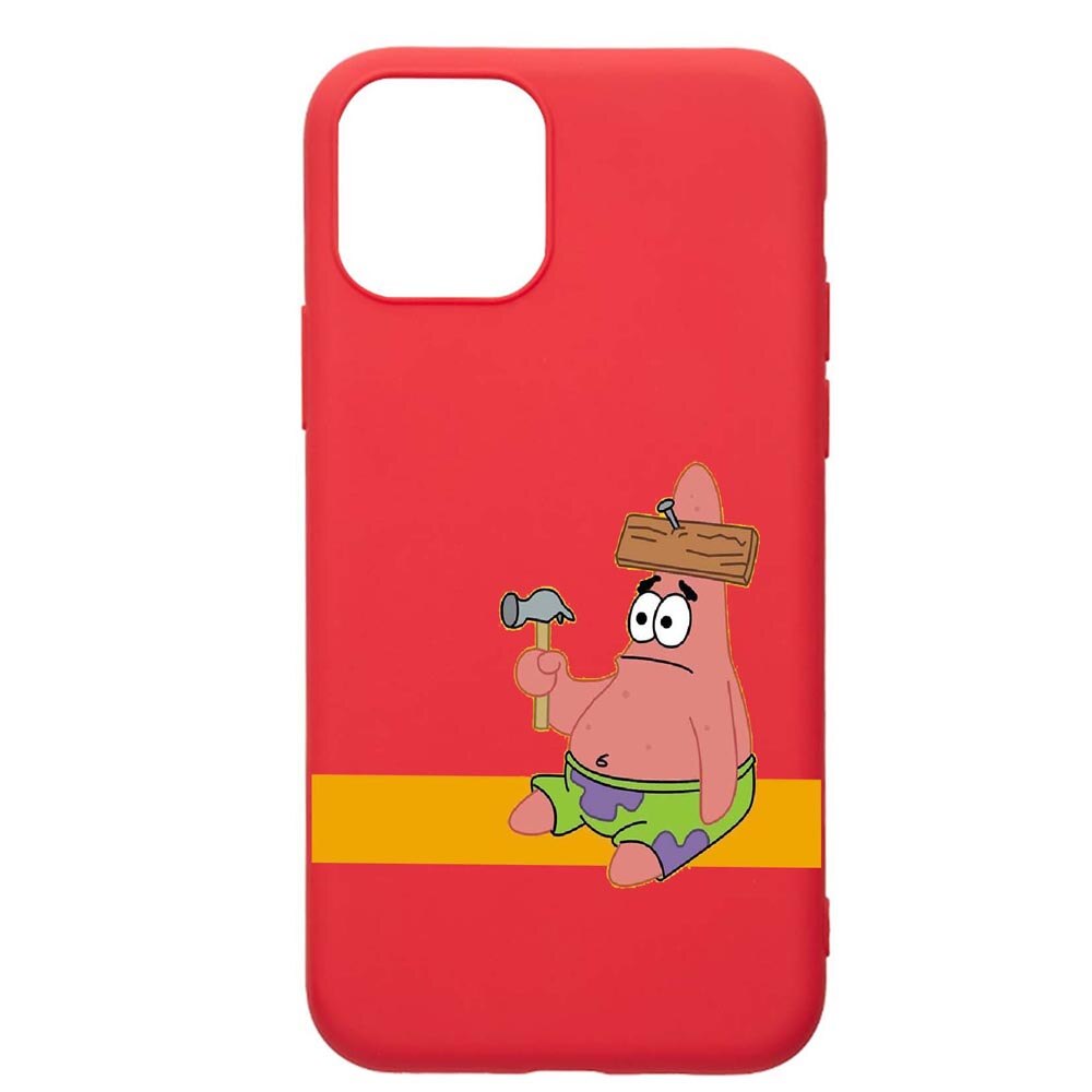 Husa Apple iPhone 12 Pro, Spongebob - Patrick Star, rezistenta la uzura, anti-alunecare, din silicon Premium, Red, R595