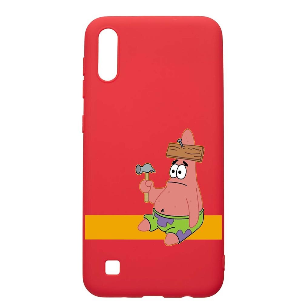Husa Samsung Galaxy A10, Spongebob - Patrick Star, rezistenta la uzura, anti-alunecare, din silicon Premium, Red, R595