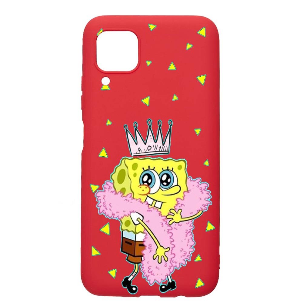 Husa Huawei P40 Lite, Spongebob, rezistenta la uzura, anti-alunecare, din silicon Premium, Red, R597