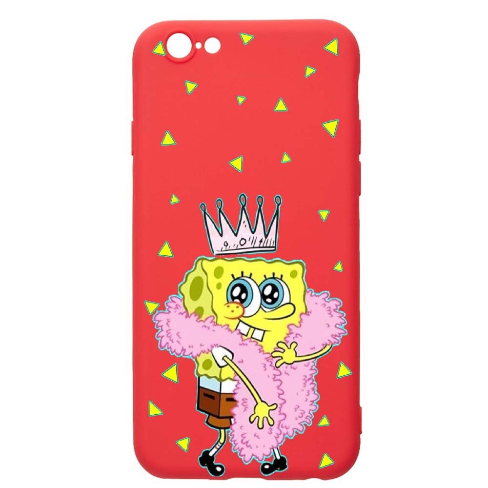 Husa Apple iPhone 6S / 6, Spongebob, rezistenta la uzura, anti-alunecare, din silicon Premium, Red, R597