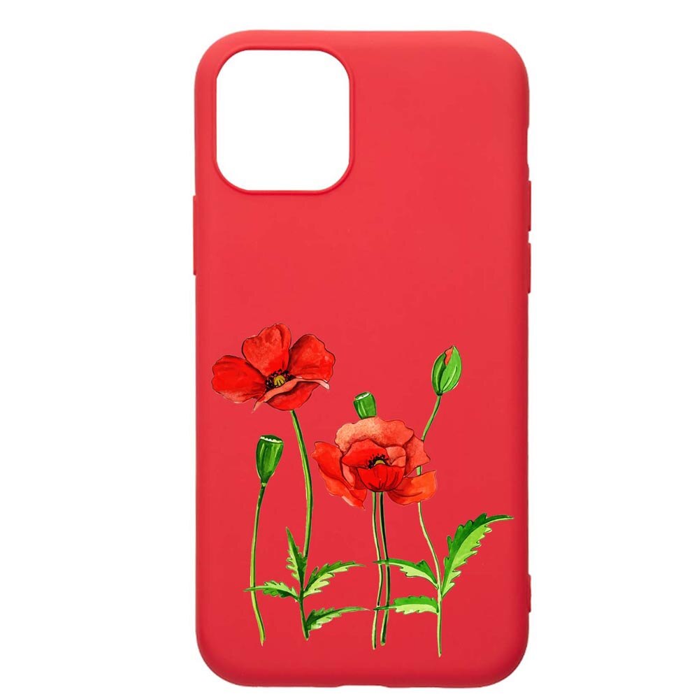 Husa Apple iPhone 12 Pro, Flower, rezistenta la uzura, anti-alunecare, din silicon Premium, Red, R643