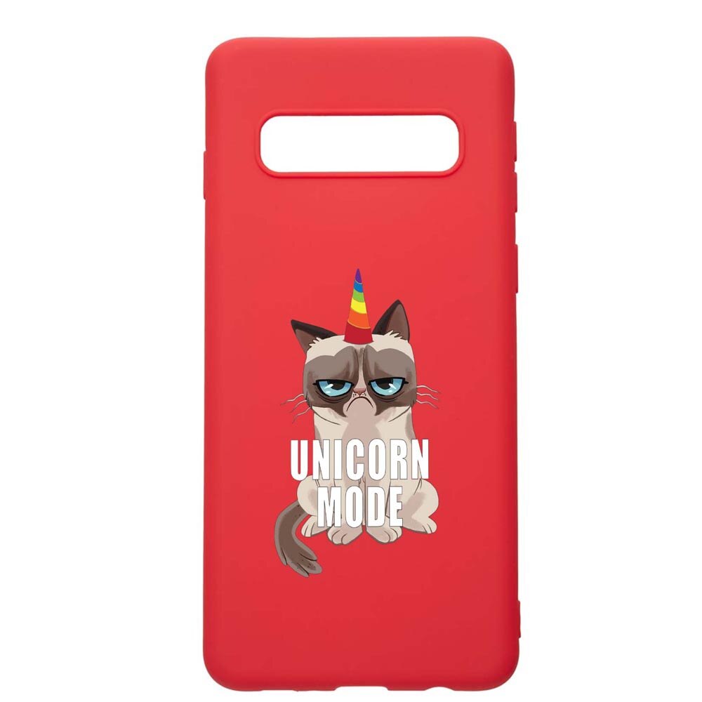 Husa Samsung Galaxy S10E, Meme - Gumpy Unicorn, rezistenta la uzura, anti-alunecare, din silicon Premium, Red, R654