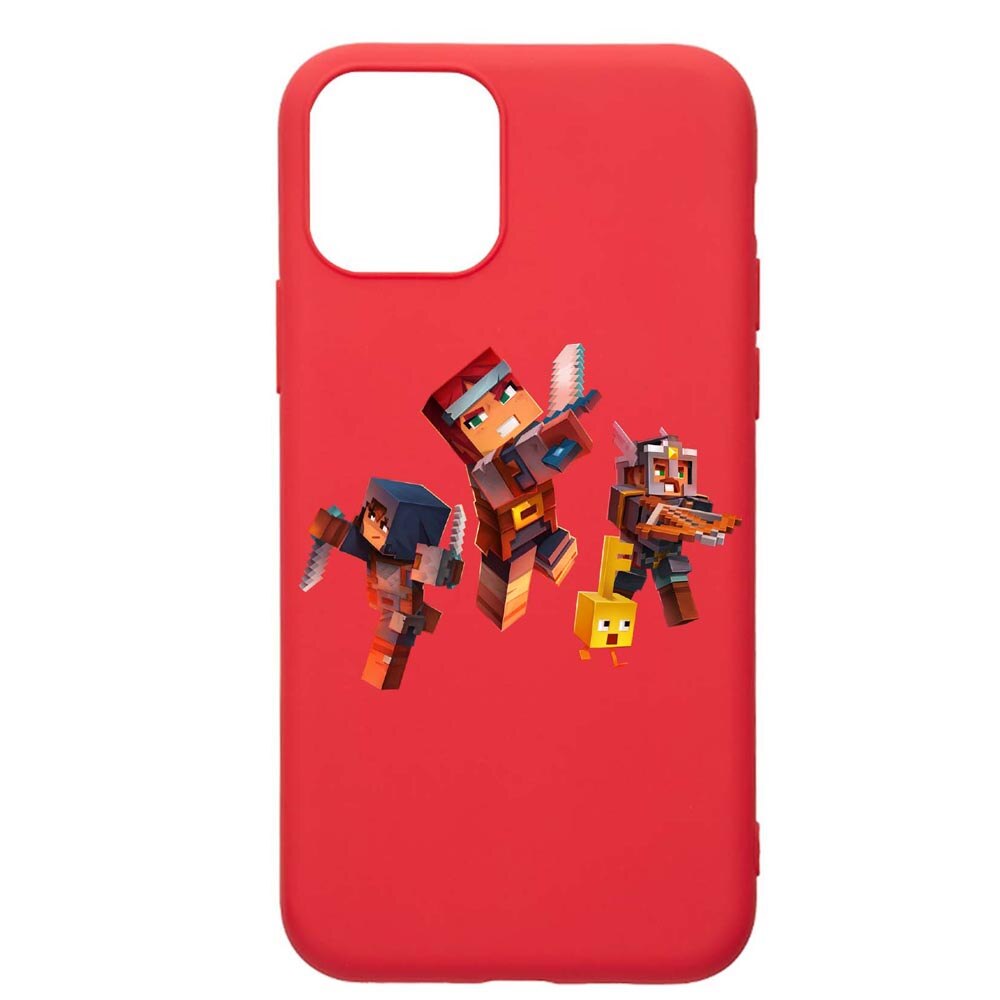 Husa Apple iPhone 12 Pro Max, Minecraft, rezistenta la uzura, anti-alunecare, din silicon Premium, Red, R724