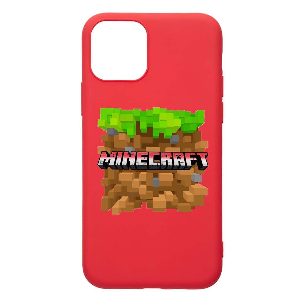 Husa Apple iPhone 12 Mini, Minecraft, rezistenta la uzura, anti-alunecare, din silicon Premium, Red, R726