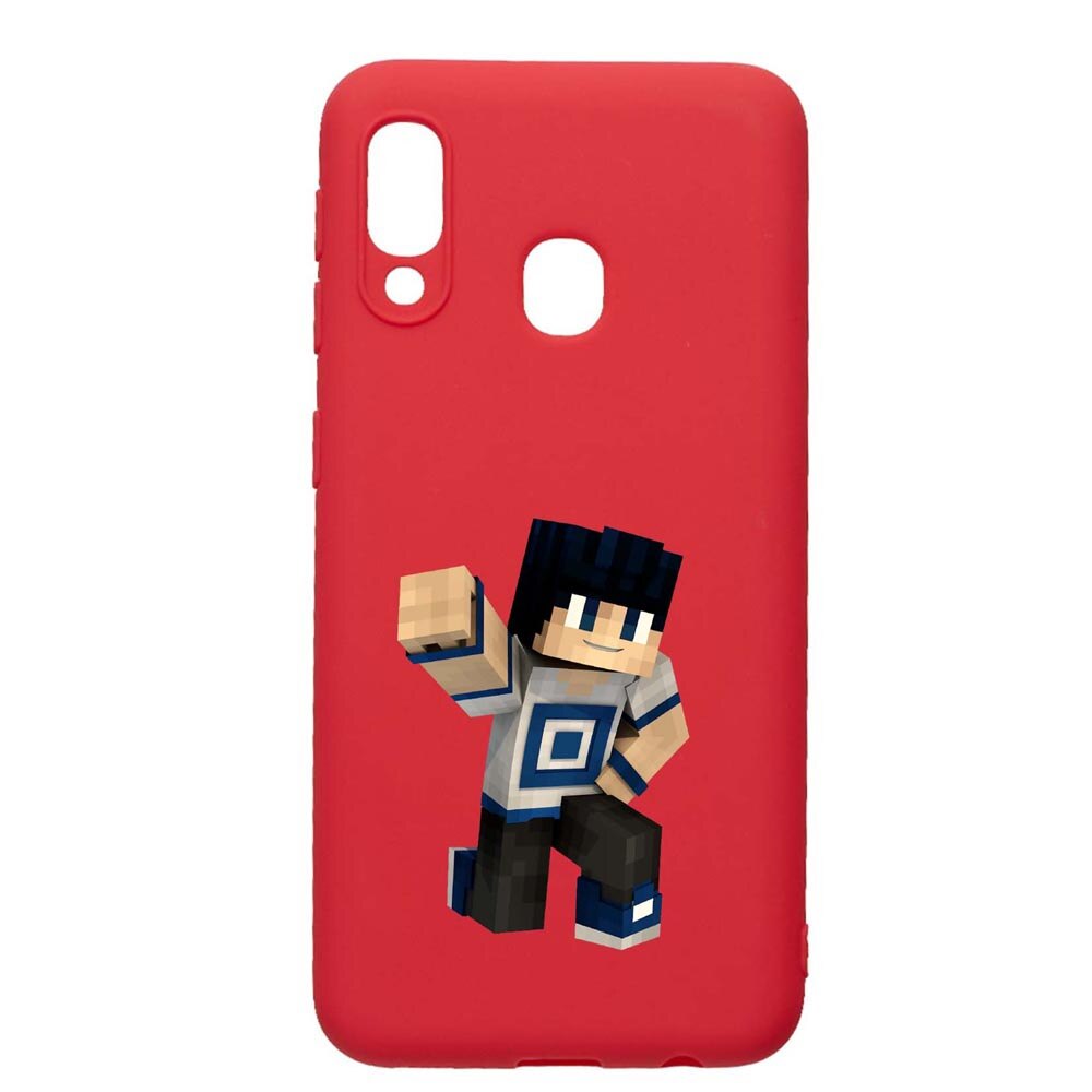 Husa Samsung Galaxy A20e, Minecraft, rezistenta la uzura, anti-alunecare, din silicon Premium, Red, R725