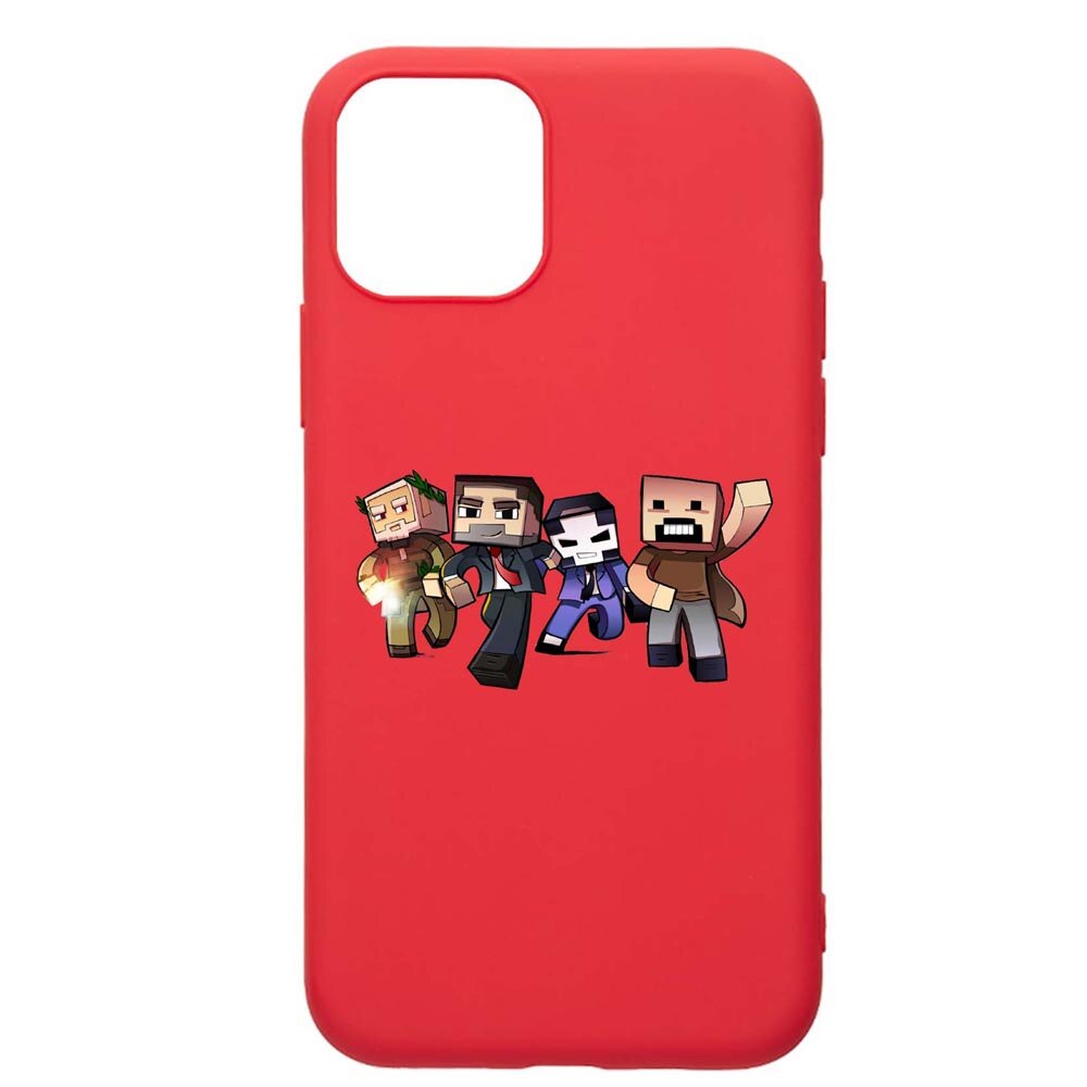 Husa Apple iPhone 12 Mini, Minecraft, rezistenta la uzura, anti-alunecare, din silicon Premium, Red, R727