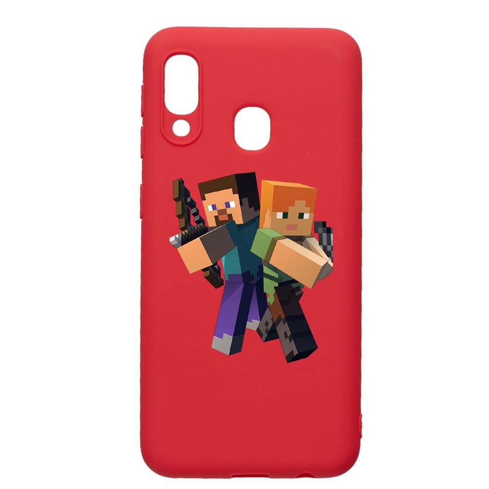 Husa Samsung Galaxy A20e, Minecraft, rezistenta la uzura, anti-alunecare, din silicon Premium, Red, R728