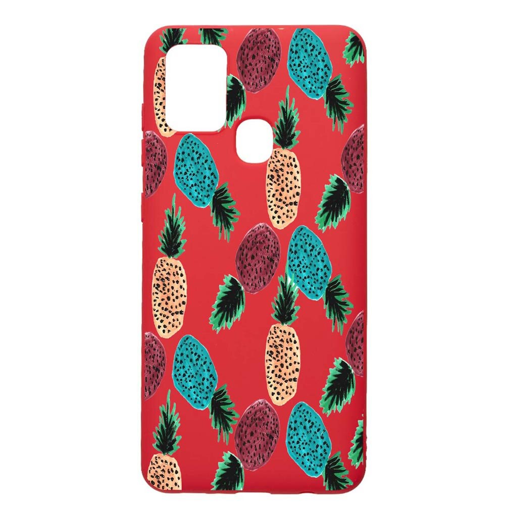 Husa Samsung Galaxy A21s, Ananas, rezistenta la uzura, anti-alunecare, din silicon Premium, Red, R669