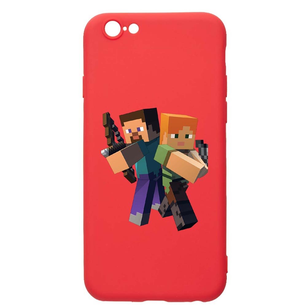 Husa Apple iPhone 6S / 6, Minecraft, rezistenta la uzura, anti-alunecare, din silicon Premium, Red, R728
