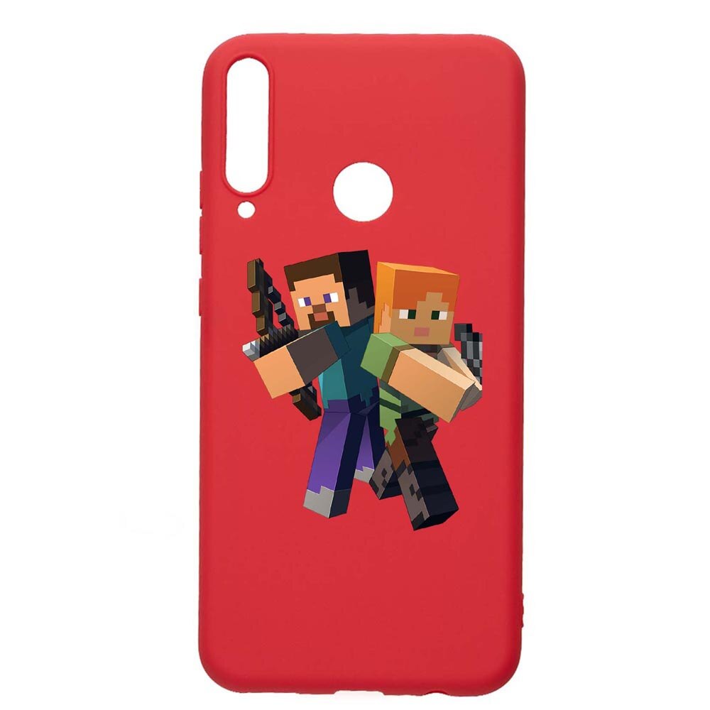 Husa Huawei P40 Lite E, Minecraft, rezistenta la uzura, anti-alunecare, din silicon Premium, Red, R728