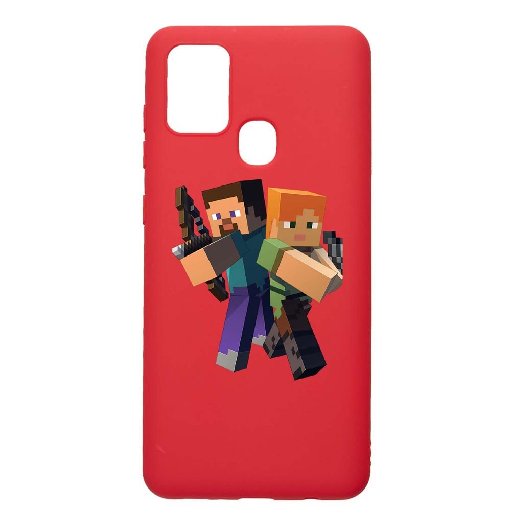 Husa Samsung Galaxy A21s, Minecraft, rezistenta la uzura, anti-alunecare, din silicon Premium, Red, R728
