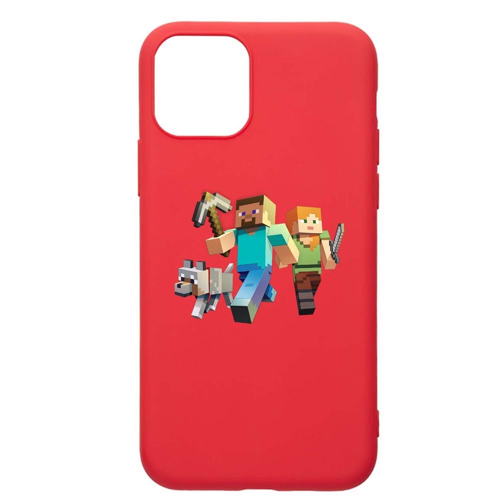 Husa Apple iPhone 12 Pro Max, Minecraft, rezistenta la uzura, anti-alunecare, din silicon Premium, Red, R730