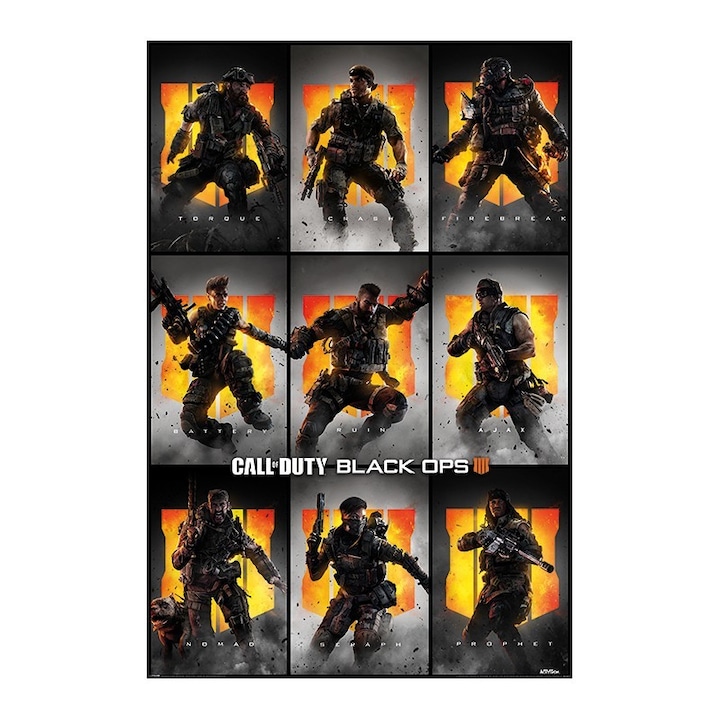 Call of Duty Black Ops 4 Characters Poszter , 61x91.5cm, Fekete