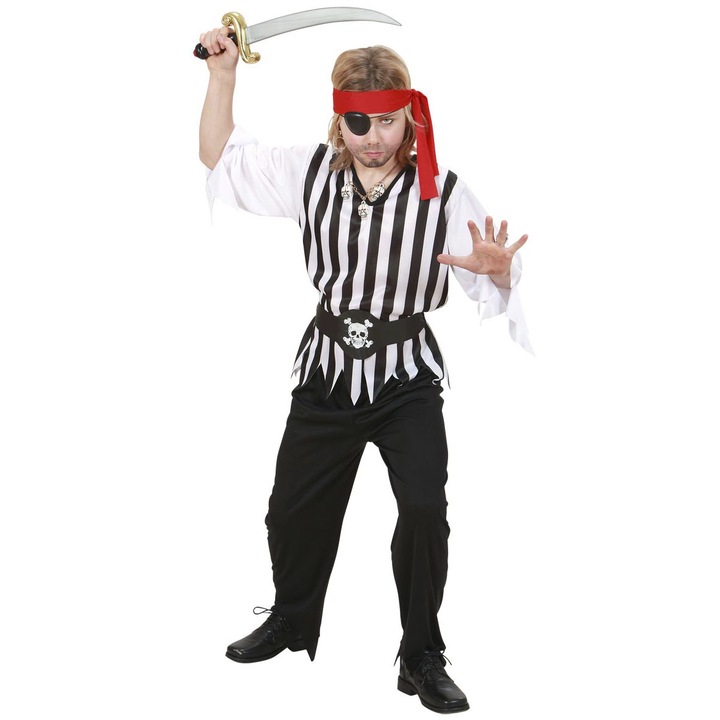 Costum pirat, Widmann, 116 cm, Alb/Negru