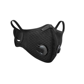 Masca Neagra de Protectie, Sport, cu Filtru de Carbon, 2 Valve Masca Neagra de Protectie, Sport, cu Filtru de Carbon, 2 Valve