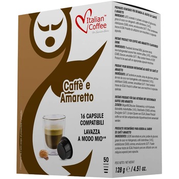 Capsule cafea Italian Coffee, Caffe e Amaretto, Lavazza A Modo Mio compatibil, 16 capsule Capsule cafea Italian Coffee, Caffe e Amaretto, Lavazza A Modo Mio compatibil, 16 capsule