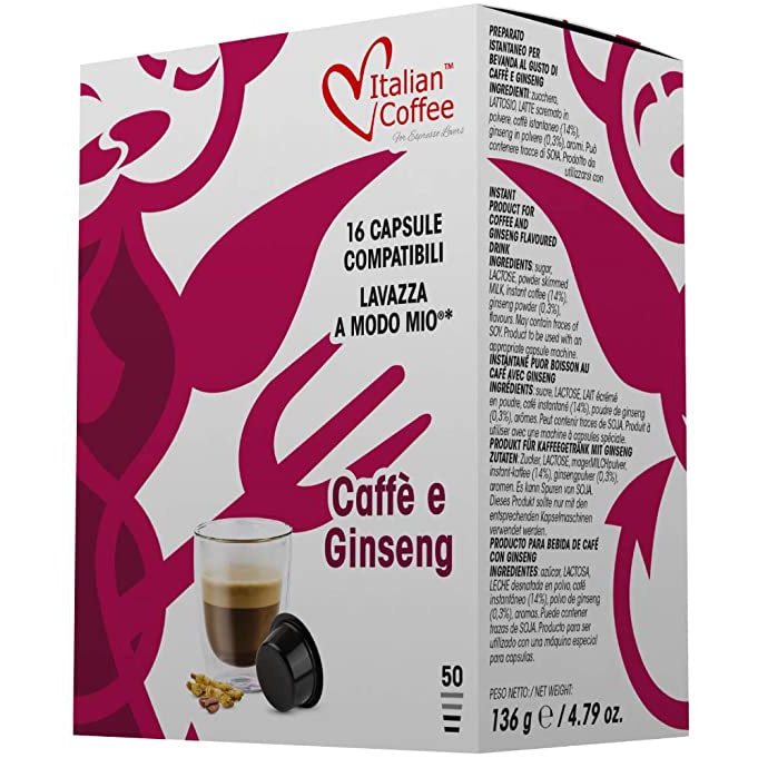 Capsule cafea Italian Coffee, Caffe e Ginseng, Lavazza A Modo Mio compatibil, 16 capsule