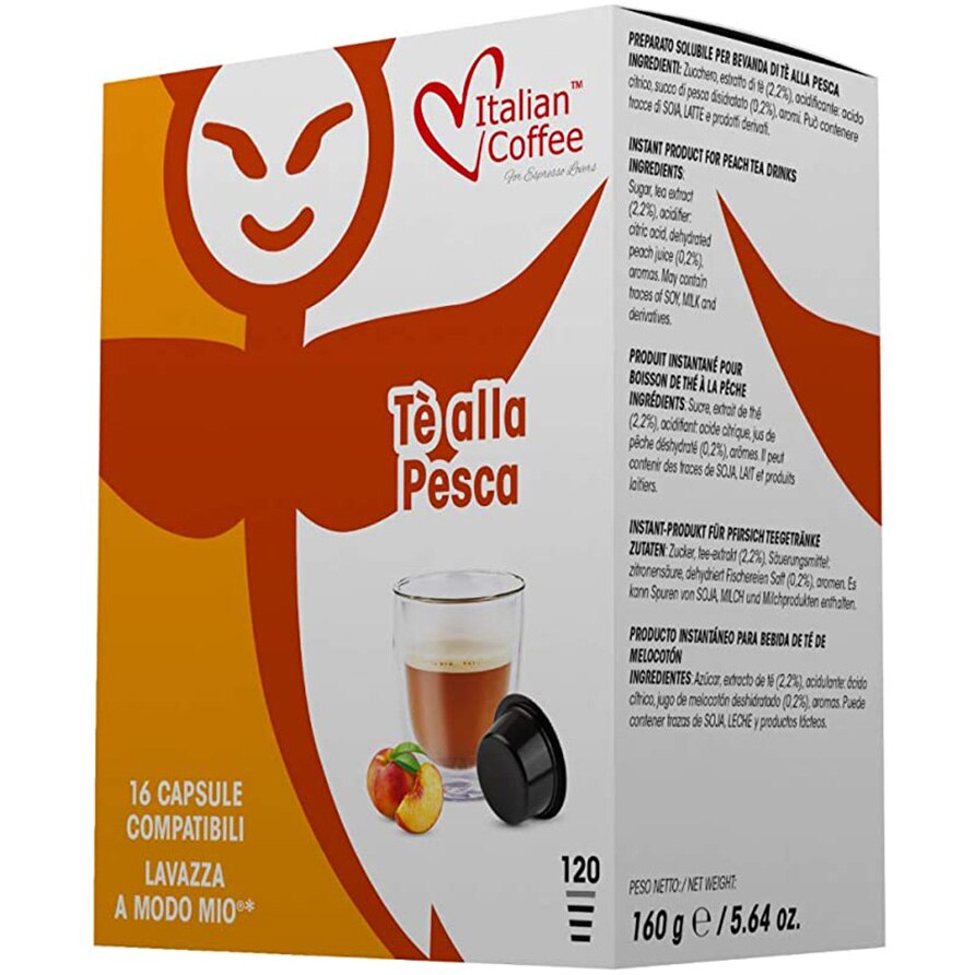 Capsule ceai Italian Coffee, Te alla Pesca, Lavazza A Modo Mio compatibil, 16 capsule