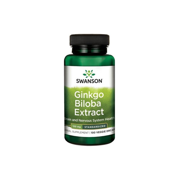 Étrend-kiegészítő, Swanson, Ginkgo Biloba kivonat – szabványosított 120 mg, 100 kapszula