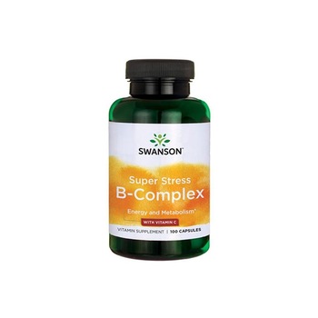 Supliment Alimentar, Swanson, Super Stress B-Complex With Vitamin C, 100 Capsule Supliment Alimentar, Swanson, Super Stress B-Complex With Vitamin C, 100 Capsule