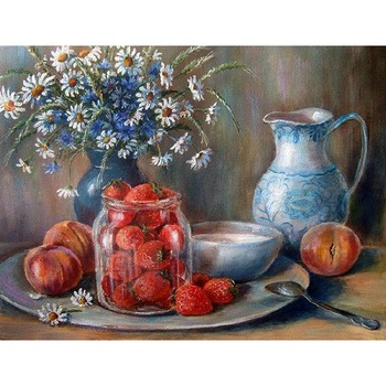 Tablou 234 Picteaza Dupa Numere, Tava cu fructe si flori de camp, 40x50 cm - Krista® Tablou 234 Picteaza Dupa Numere, Tava cu fructe si flori de camp, 40x50 cm - Krista®
