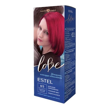 Vopsea crema permanenta pentru par Estel Love, 8/5 Rosu Rodie, 100 ml Vopsea crema permanenta pentru par Estel Love, 8/5 Rosu Rodie, 100 ml