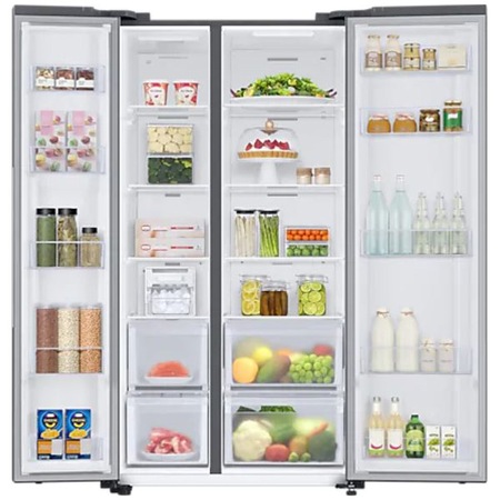 Side By Side Samsung RS66A8100S9/EF, 652 l, Clasa F , Full No Frost, Twin Cooling Plus, Conversie Smart 5 in 1, SpaceMax, Compresor Digital Inverter, Inox
