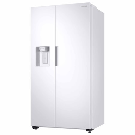 Side By Side Samsung RS67A8810WW/EF, 609 l, Clasa F, Full No Frost, Twin Cooling Plus, Conversie Smart 5 in 1, SpaceMax, Compresor Digital Inverter, Dozator apa, Alb