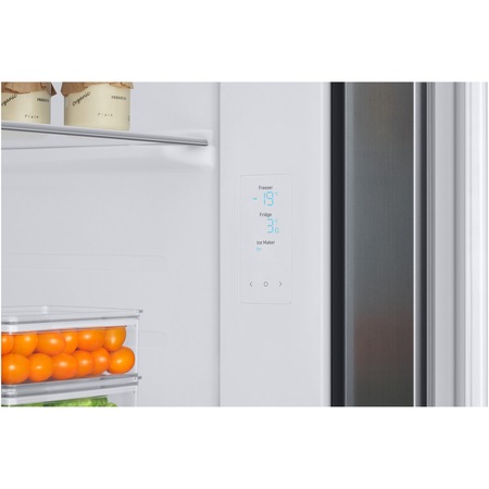 Frigider Side By Side Samsung RS68A8522S9/EF, 609 l, Clasa D, Full No Frost, Twin Cooling Plus, Conversie Smart 5 in 1, Non-Plumbing, SpaceMax, Compresor Digital Inverter, Dozator apa, Inox